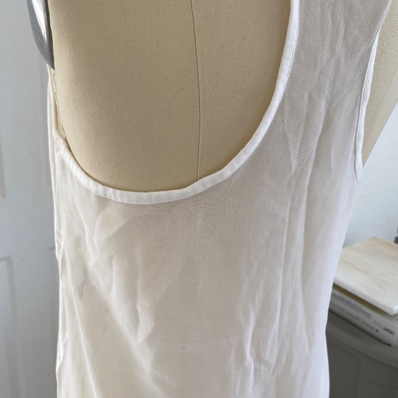 White Racer Back Knit Graphic Tank Tee With Mesh Back And Pastel Sequin Details - Picture 7 of 14